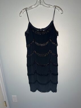Niteline by Della Roufogali Vintage Black Beaded Cocktail Evening Dress sz 8